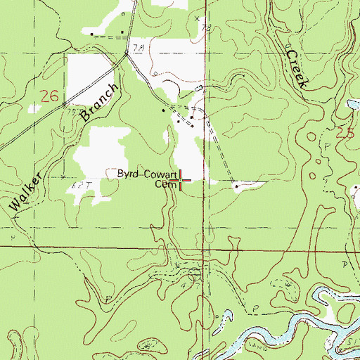 Topographic Map of Byrd-Cowart Cemetery, MS