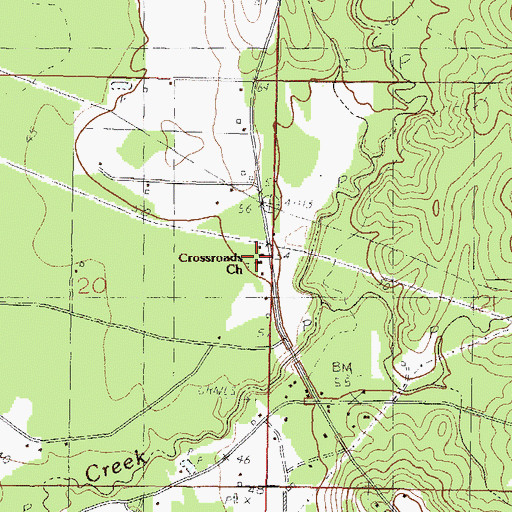 Topographic Map of Crossroads Church, MS