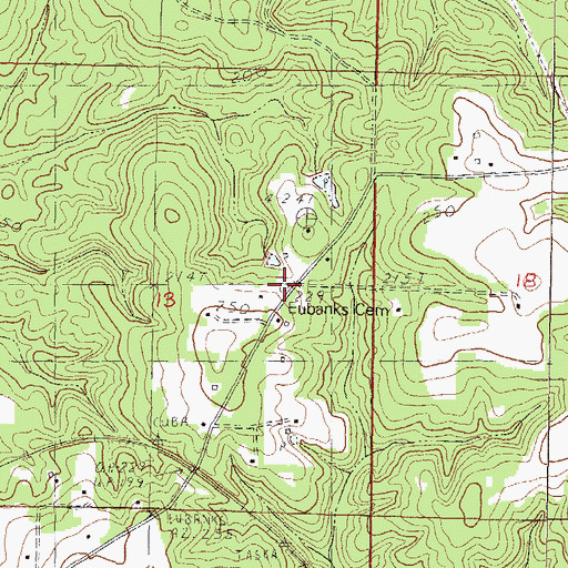 Topographic Map of Eubanks Cemetery, MS