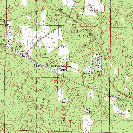 Topographic Map of Eubanks-Dickerson Cemetery, MS