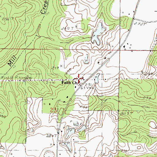Topographic Map of Faith Church, MS