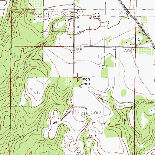 Topographic Map of Finch Cemetery, MS