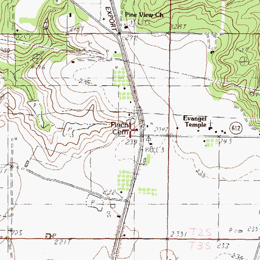 Topographic Map of Finch Cemetery, MS