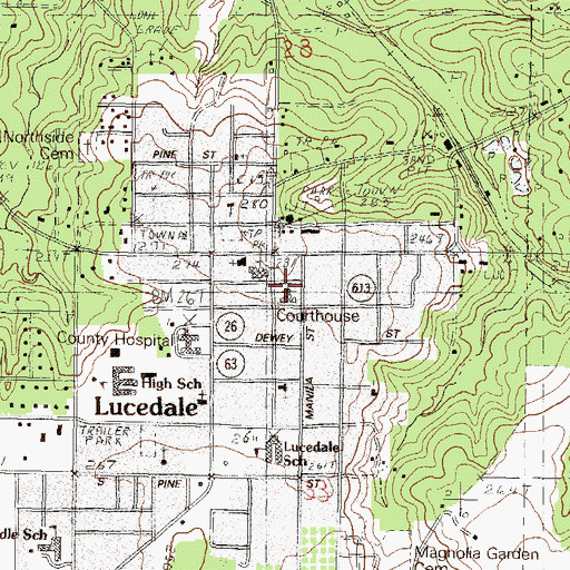 Topographic Map of George County Courthouse, MS
