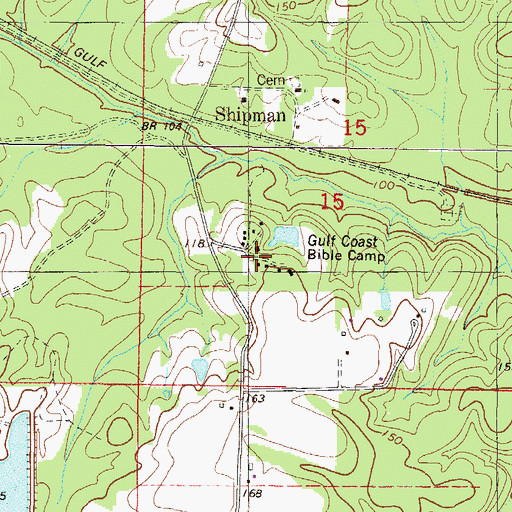 Topographic Map of Gulf Coast Bible Camp, MS
