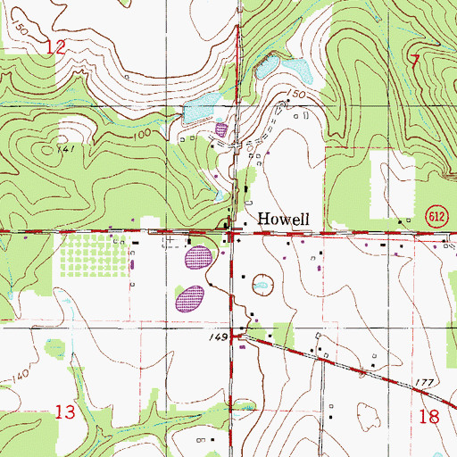 Topographic Map of Howell, MS