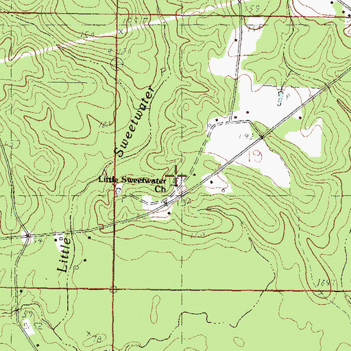 Topographic Map of Little Sweetwater Missionary Baptist Church, MS