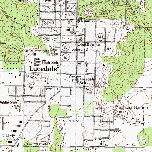 Topographic Map of Lucedale Elementary School, MS