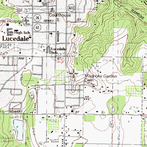 Topographic Map of Magnolia Garden Cemetery, MS