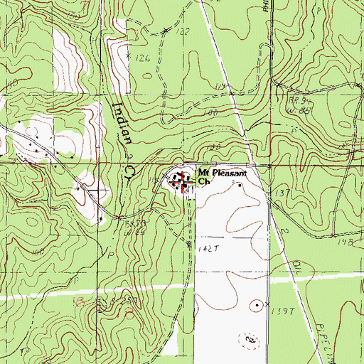 Topographic Map of Mount Pleasant Church, MS