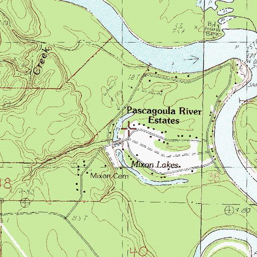 Topographic Map of Pascagoula River Estates, MS