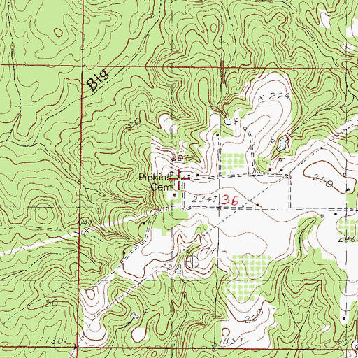 Topographic Map of Pipkins Cemetery, MS