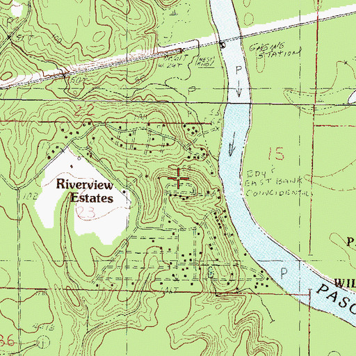 Topographic Map of Riverview Estates, MS