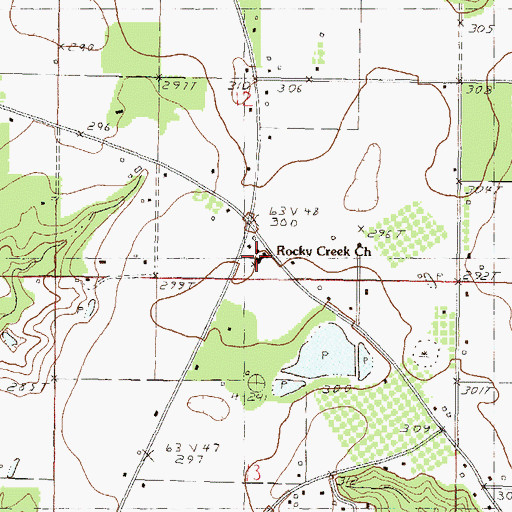 Topographic Map of Rocky Creek Church, MS
