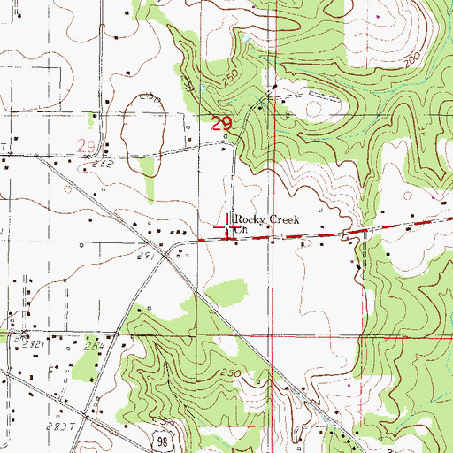 Topographic Map of Rocky Creek Church, MS