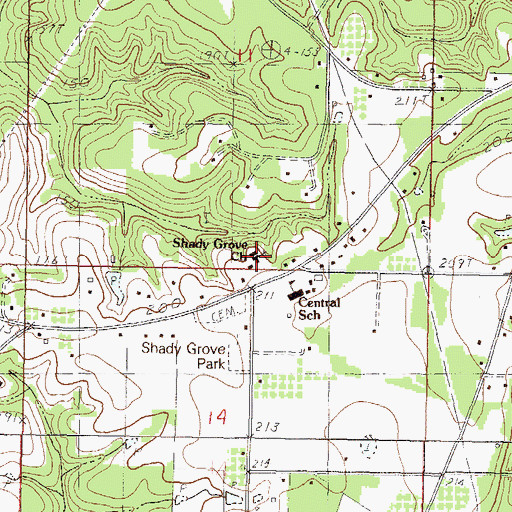 Topographic Map of Shady Grove Baptist Church, MS