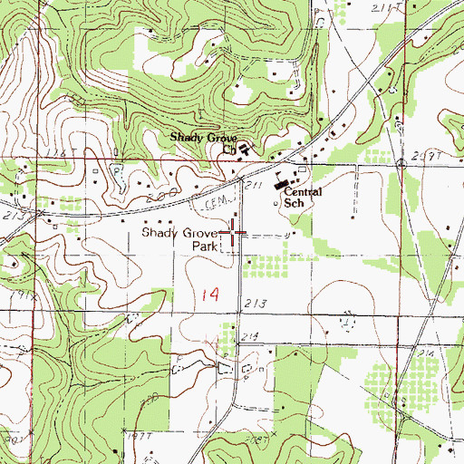 Topographic Map of Shady Grove Park, MS