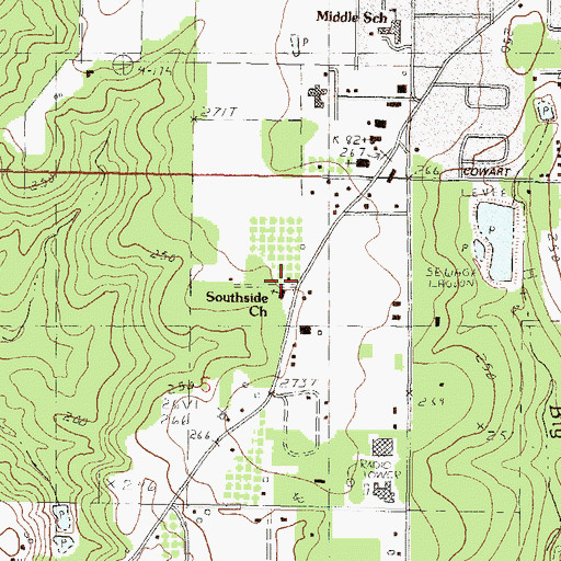 Topographic Map of Southside Baptist Church, MS