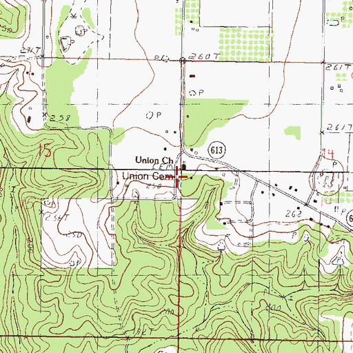 Topographic Map of Union Cemetery, MS