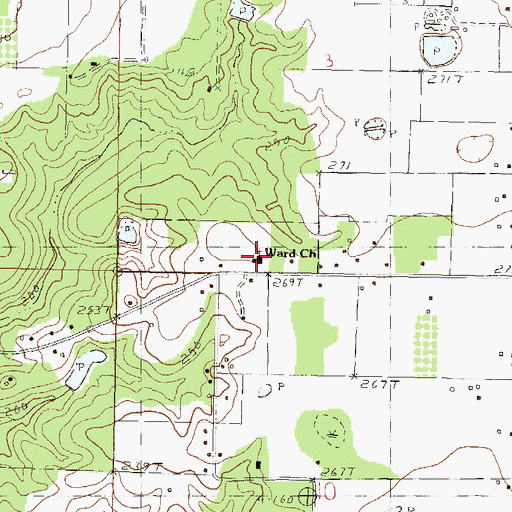 Topographic Map of Ward Church, MS
