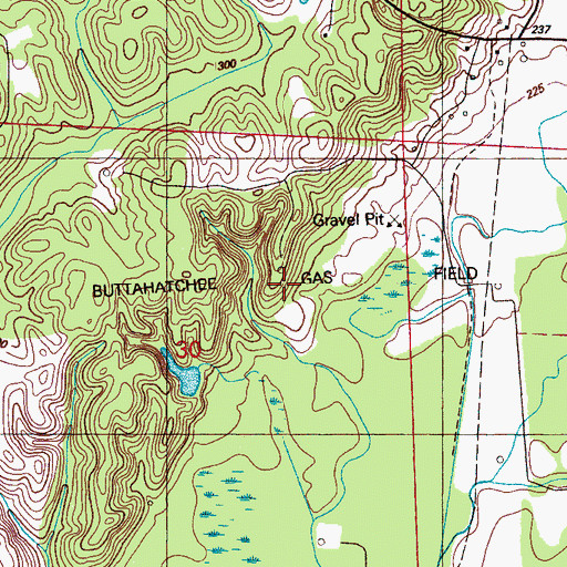 Topographic Map of Buttahatchee Gas Field, MS