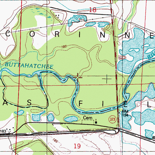 Topographic Map of Corinne Gas Field, MS