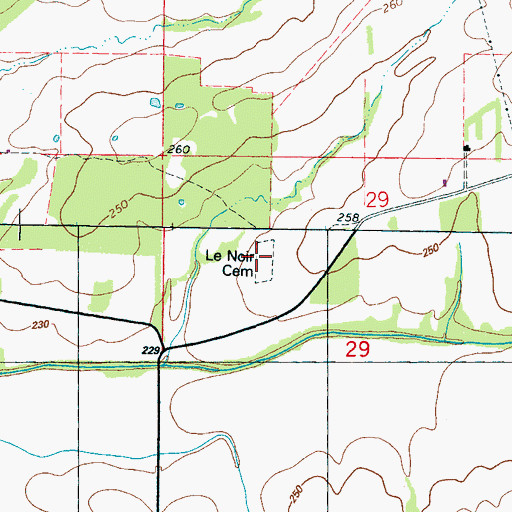 Topographic Map of Le Noir Cemetery, MS