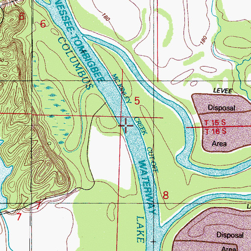 Topographic Map of McKinley Creek Cutoff, MS