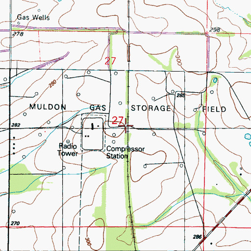 Topographic Map of Muldon Gas Storage Field, MS