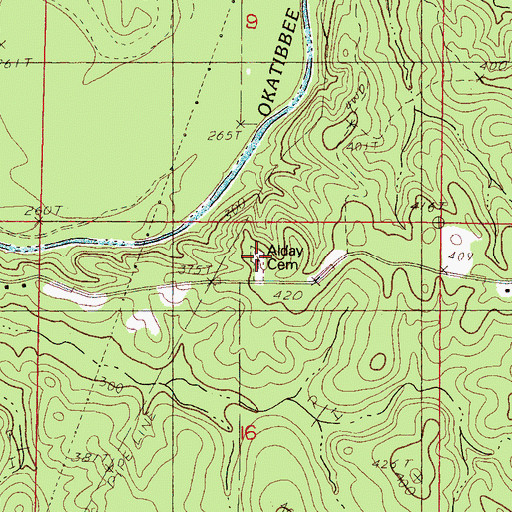 Topographic Map of Alday Cemetery, MS