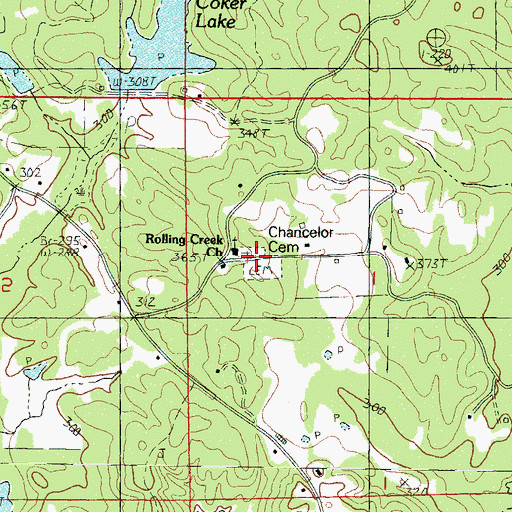 Topographic Map of Chancellor Cemetery, MS