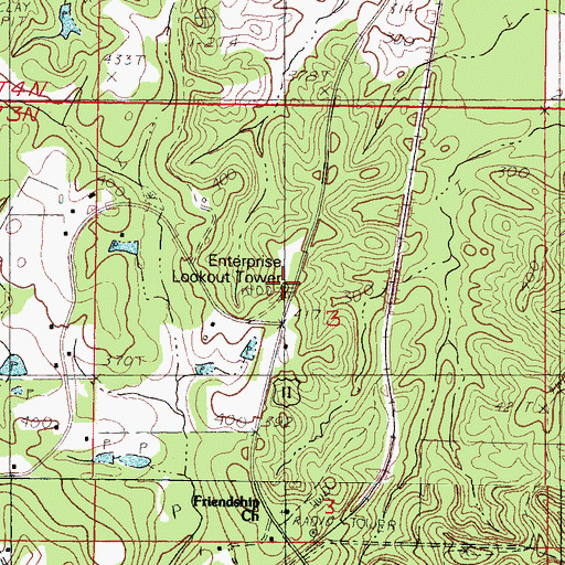 Topographic Map of Enterprise Lookout Tower, MS