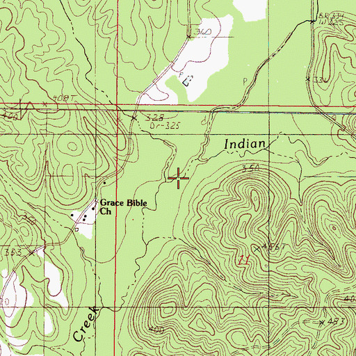 Topographic Map of Indian Creek, MS