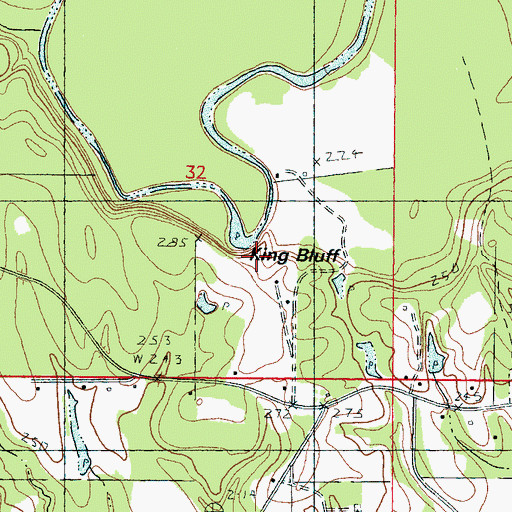 Topographic Map of King Bluff, MS