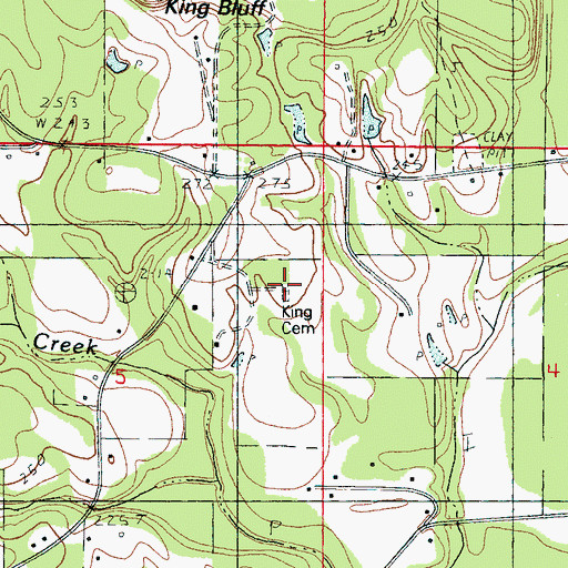 Topographic Map of King Cemetery, MS