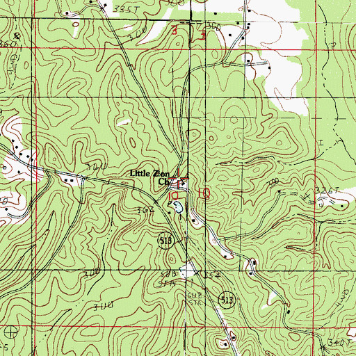 Topographic Map of Little Zion Church, MS