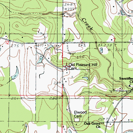 Topographic Map of Old Pleasant Hill Cemetery, MS