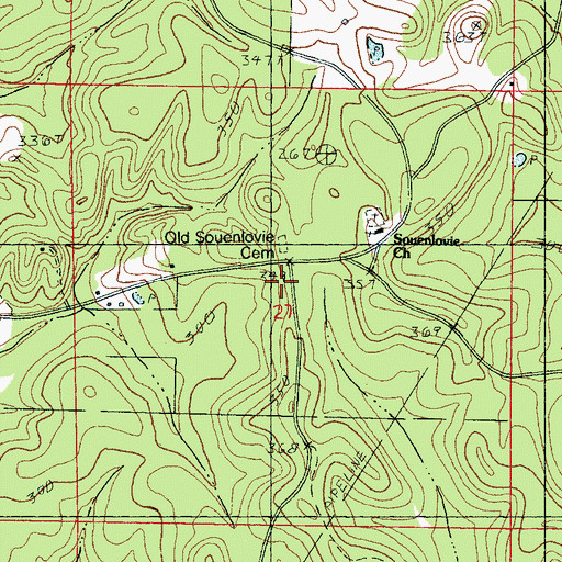 Topographic Map of Old Souenlovie Cemetery, MS