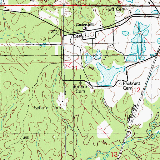 Topographic Map of Embre Cemetery, MS