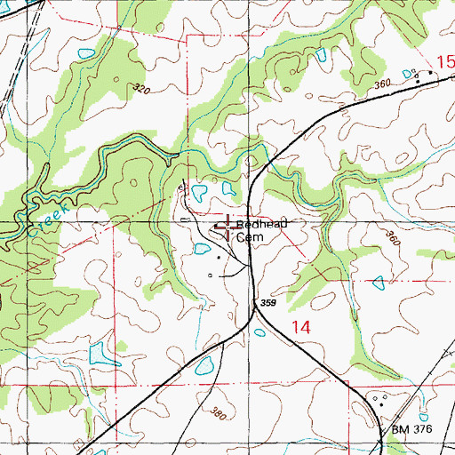 Topographic Map of Redhead Cemetery, MS