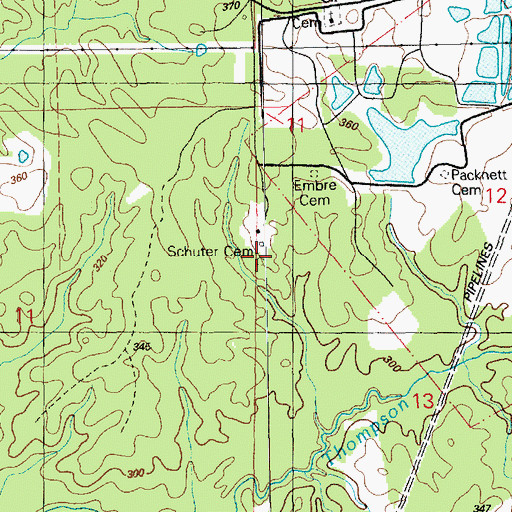 Topographic Map of Schuter Cemetery, MS