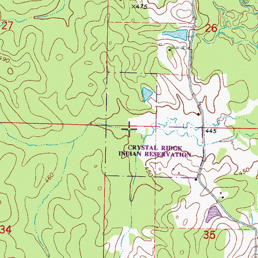Topographic Map of Crystal Ridge Indian Reservation (historical), MS