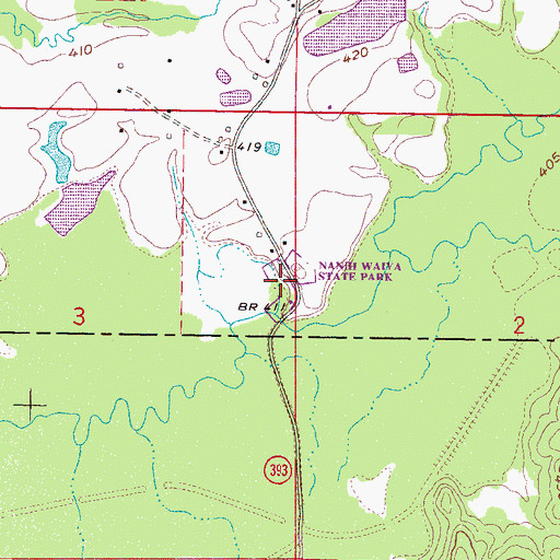 Topographic Map of Nanih Waya State Park, MS