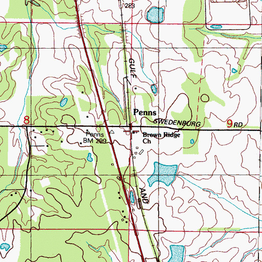 Topographic Map of Brown Ridge Church, MS