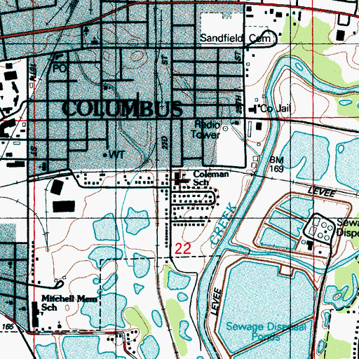 Topographic Map of Coleman School, MS