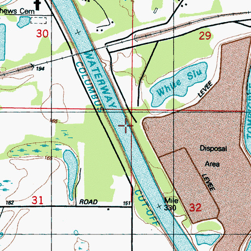 Topographic Map of Columbus Cutoff, MS