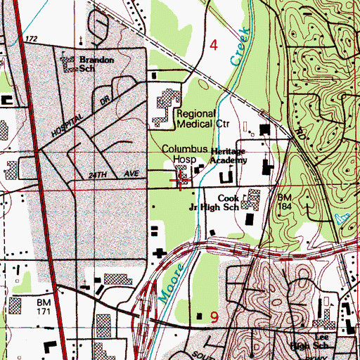 Topographic Map of Baptist Behavioral Health Care Willowbrook, MS