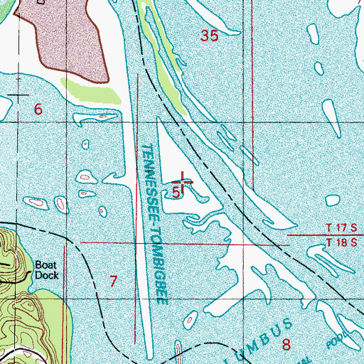 Topographic Map of Columbus Lake, MS