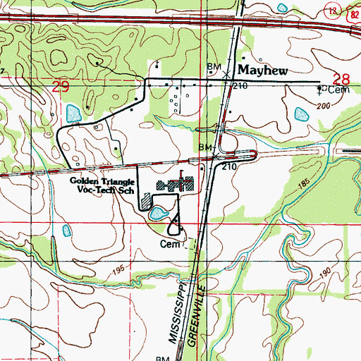 Topographic Map of Golden Triangle Vocational Technical School, MS