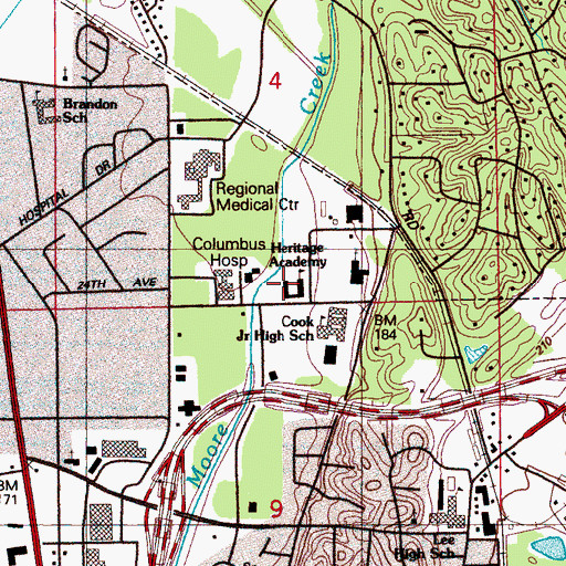 Topographic Map of Heritage Academy, MS